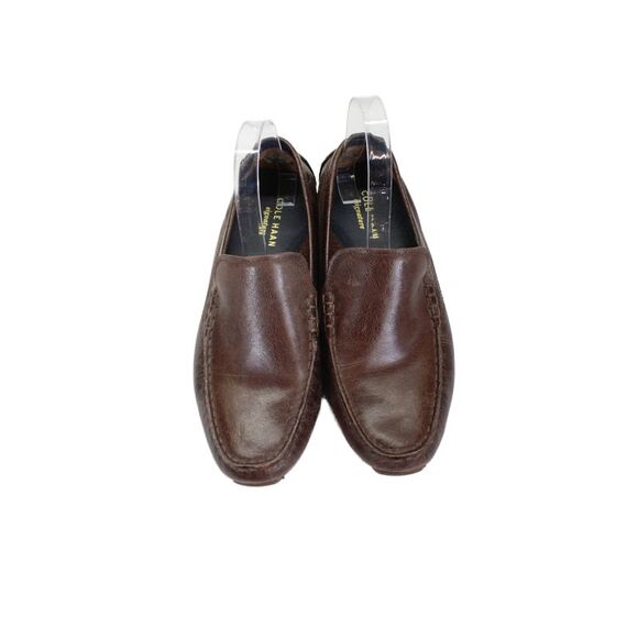 Cole Haan Mens Leather Square Toed Slip On Thick Stitched Loafers Brown Size 9.5 - Picture 2 of 5
